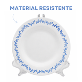 Prato Sobremesa Menu Opaline Borda Azul