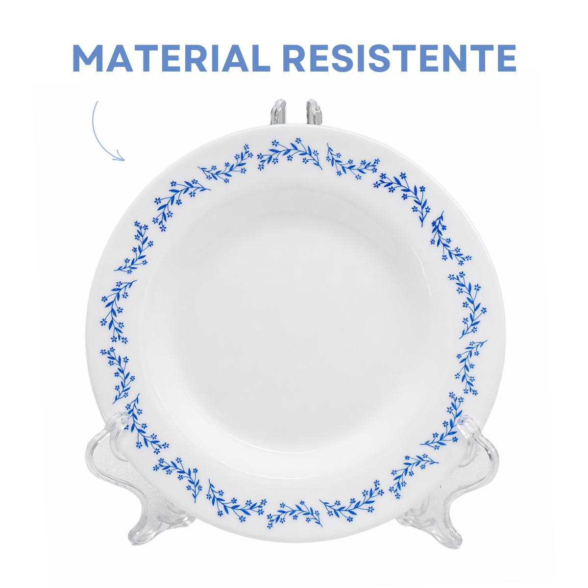 Prato Sobremesa Menu Opaline Borda Azul
