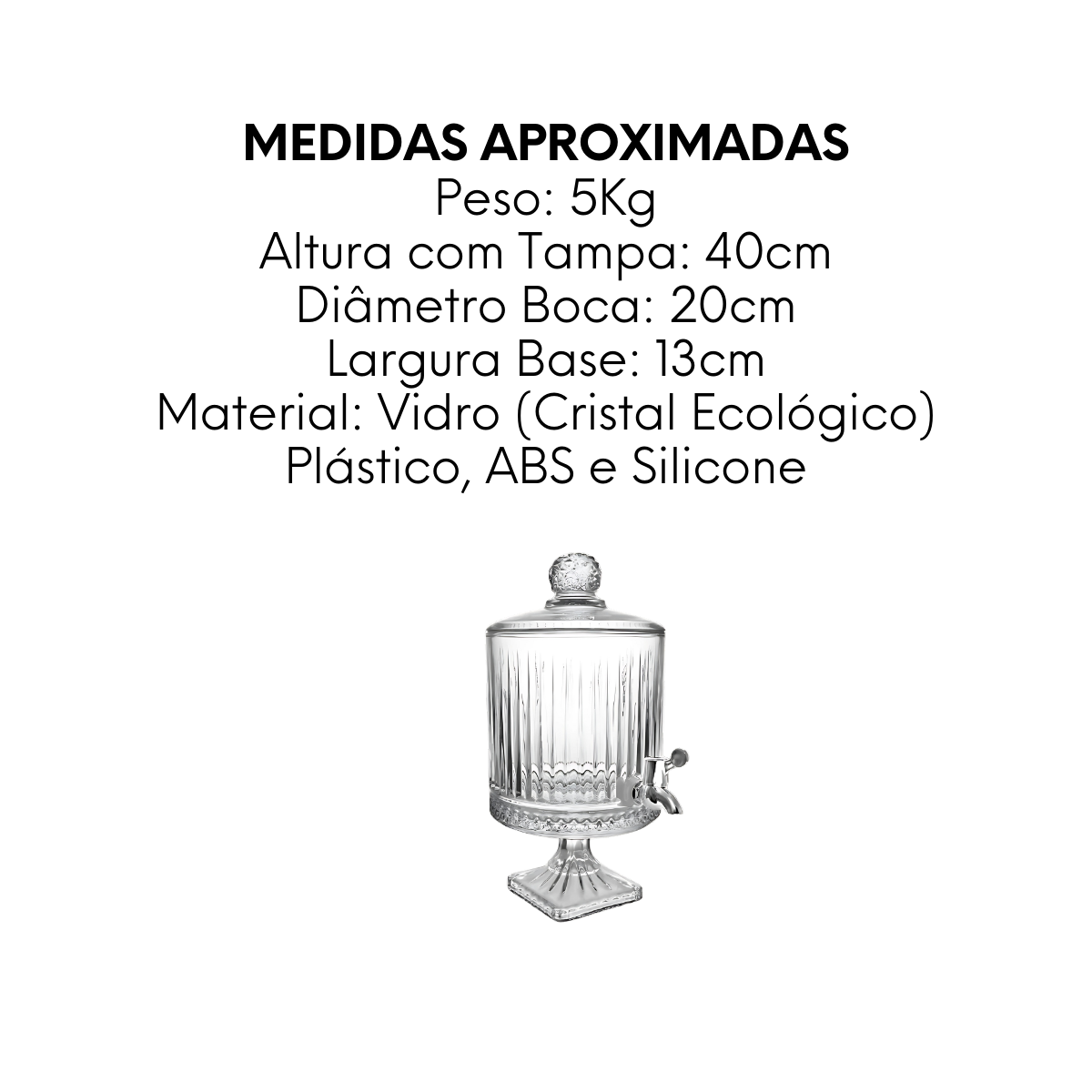 Suqueira Jennie 4,5L de Cristal Ecológico - A Gourmet