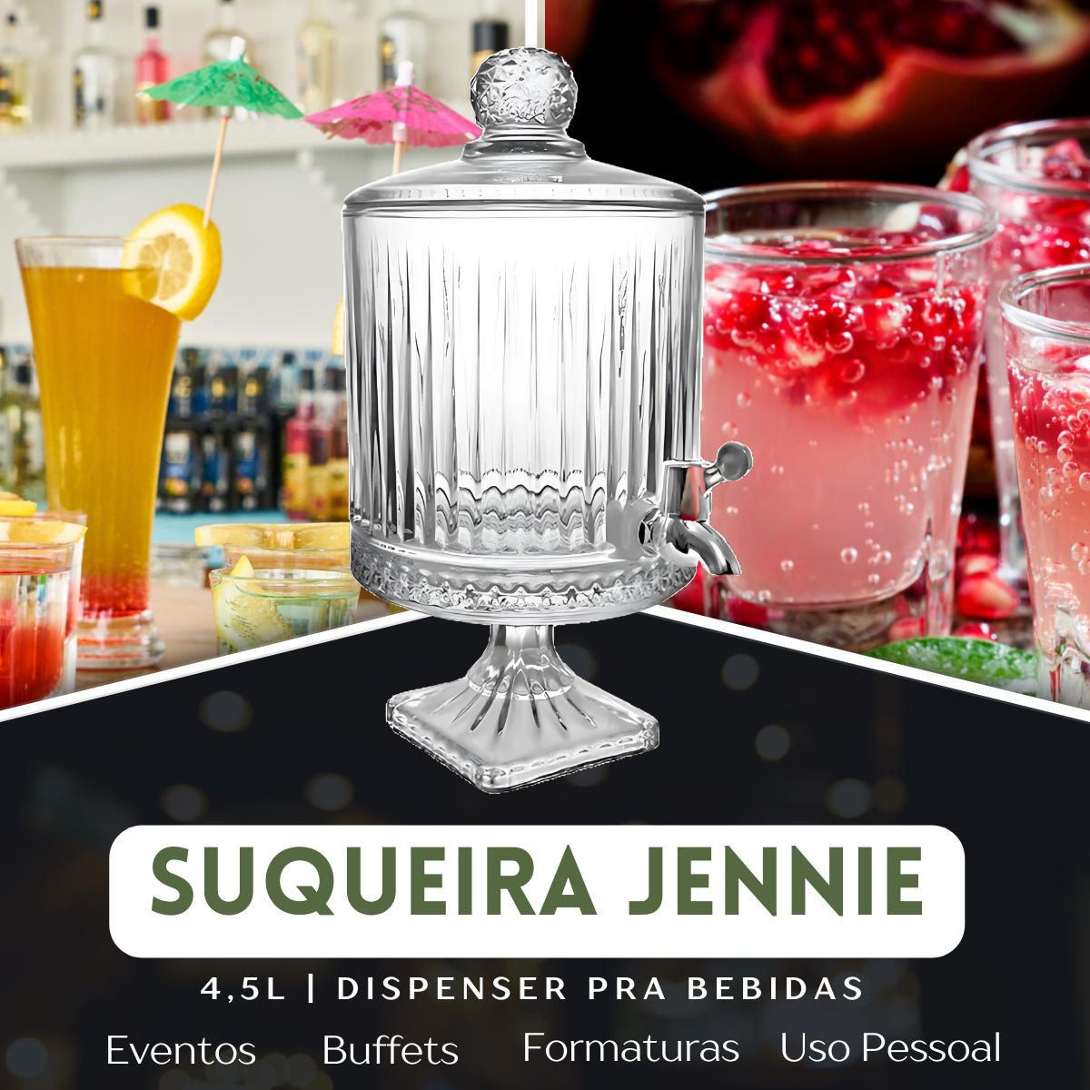 Suqueira Jennie 4,5L de Cristal Ecológico - A Gourmet