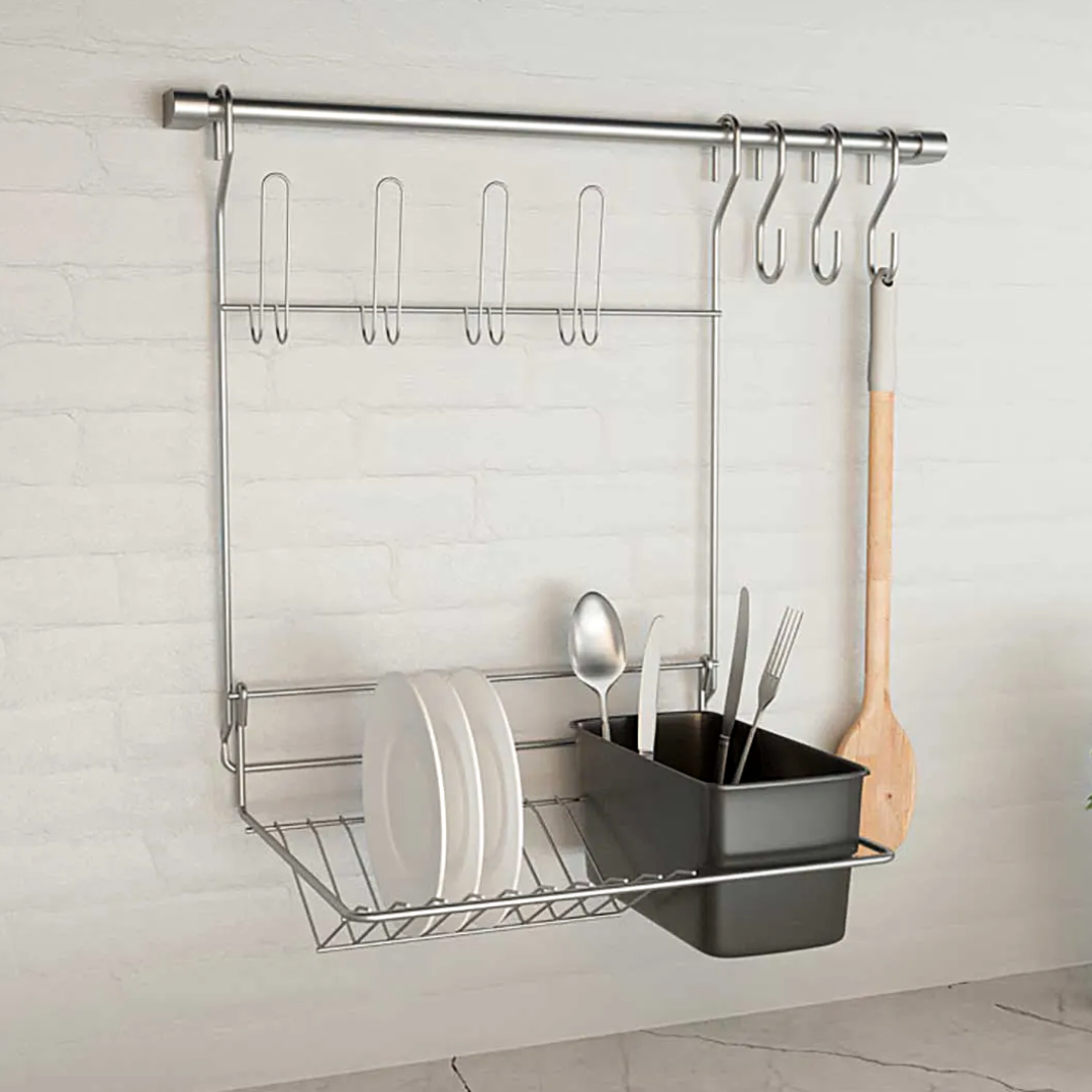 Escorredor de parede Bella Cucina 4 peças em Aço inox - A Gourmet