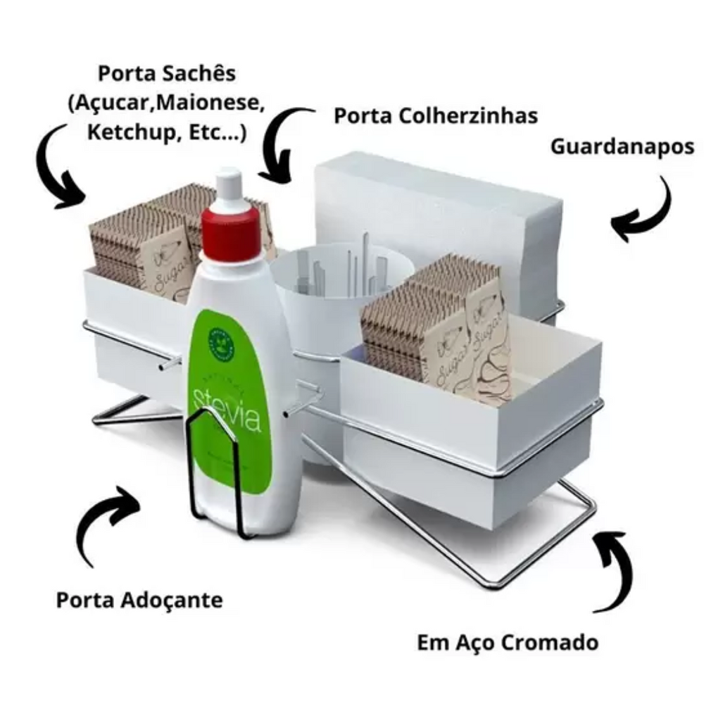 Conjunto Organizador Para Café / Chá Com Porta Guardanapos - A Gourmet