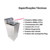 Fritadeira Elétrica E Gabinete Água E Óleo 26l 5000w 220v Aço inox - A Gourmet