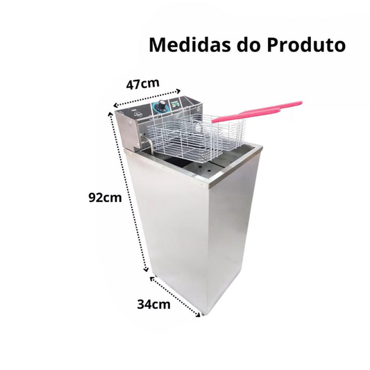 Fritadeira Elétrica E Gabinete Água E Óleo 26l 5000w 220v Aço inox