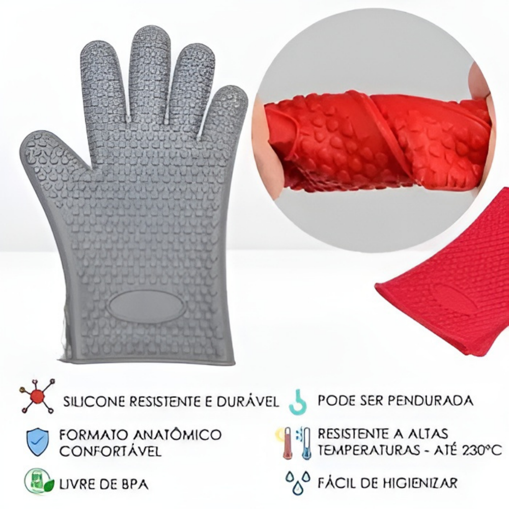 Luva Silicone Resistente 230C° unyhome