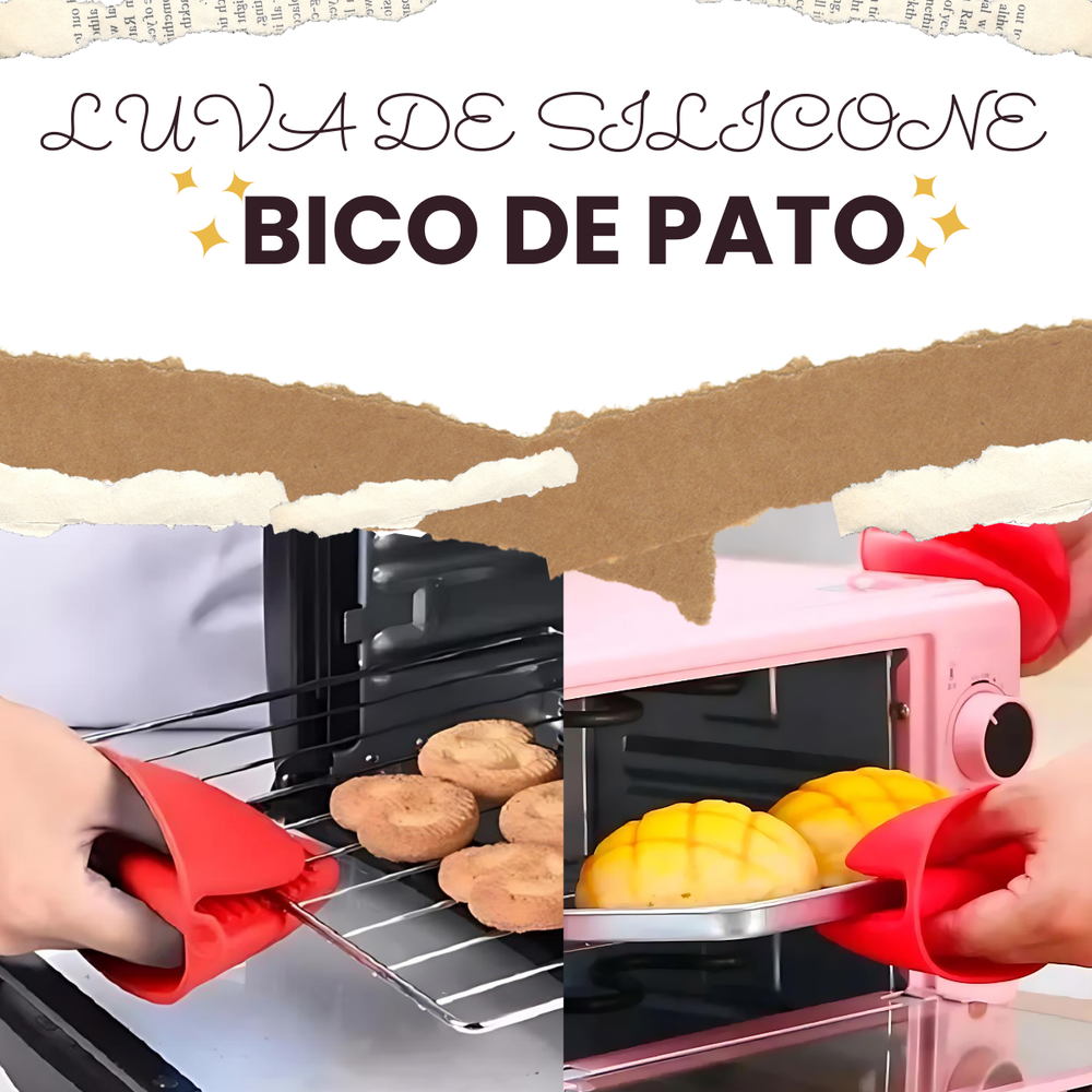 Luva Bico de Pato em Silicone Vermelho unyhome