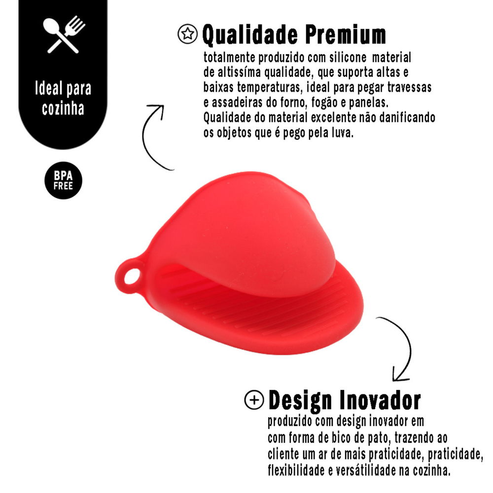 Luva Bico de Pato em Silicone Vermelho unyhome