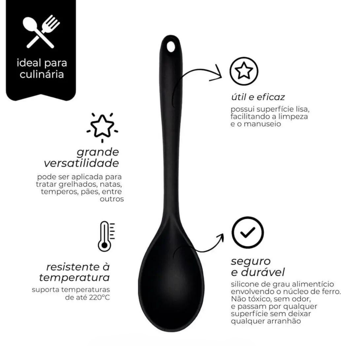 Colher Silicone Preta