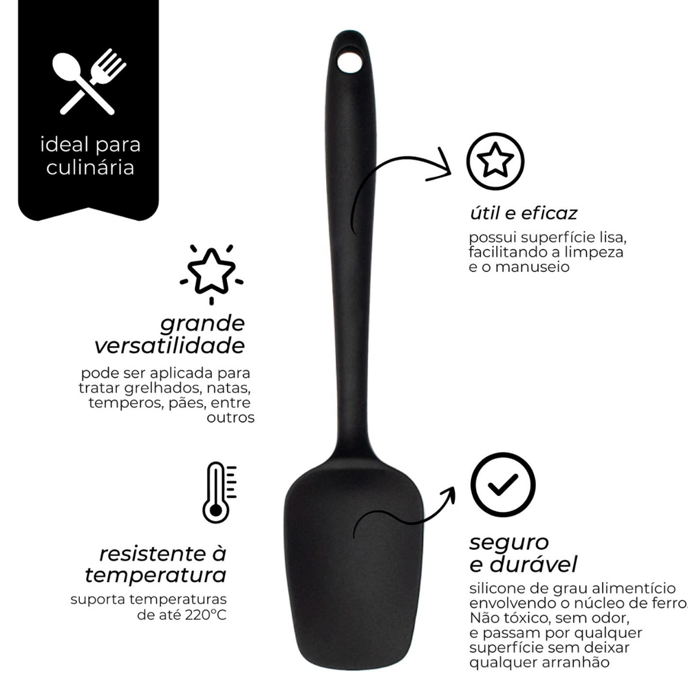 Espátula de Silicone Preta 28cm unyhome