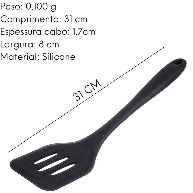 Espátula Vazada de Silicone Preta Main Image