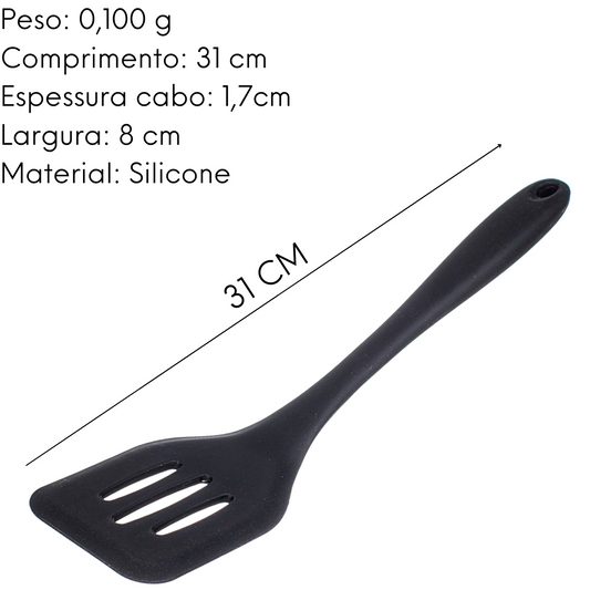 Espátula Vazada de Silicone Preta