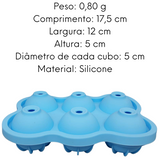 Forma de Gelo em Silicone 6 Cubos