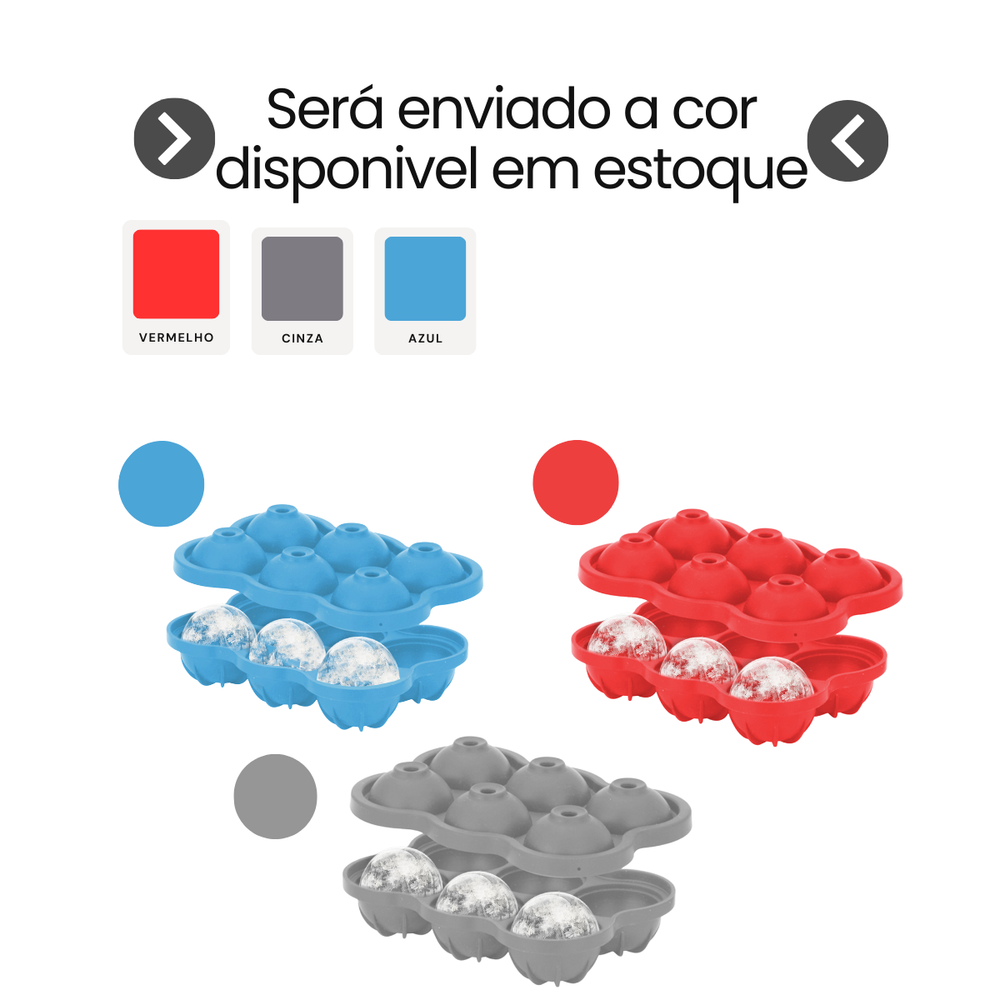 Forma de Gelo em Silicone 6 Cubos Redondos - A Gourmet