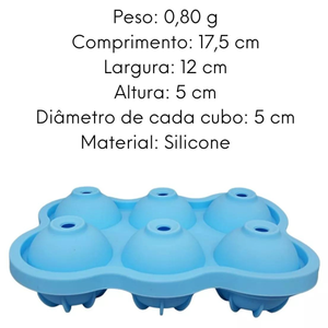 Forma de Gelo em Silicone 6 Cubos Redondos - A Gourmet