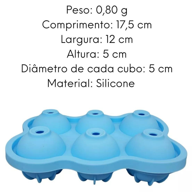 Forma de Gelo em Silicone 6 Cubos Redondos Main Image
