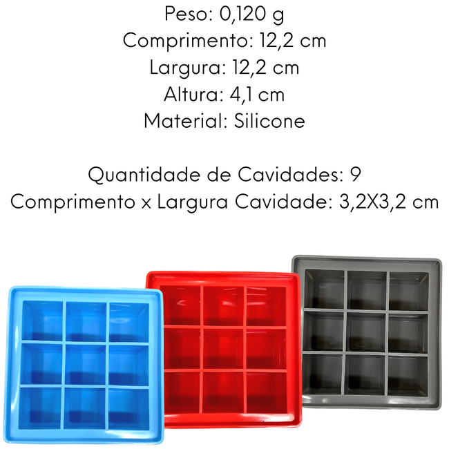 Forma de Gelo Silicone 9 Cubos Com Tampa Main Image