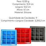 Forma de Gelo Silicone 9 Cubos Com Tampa