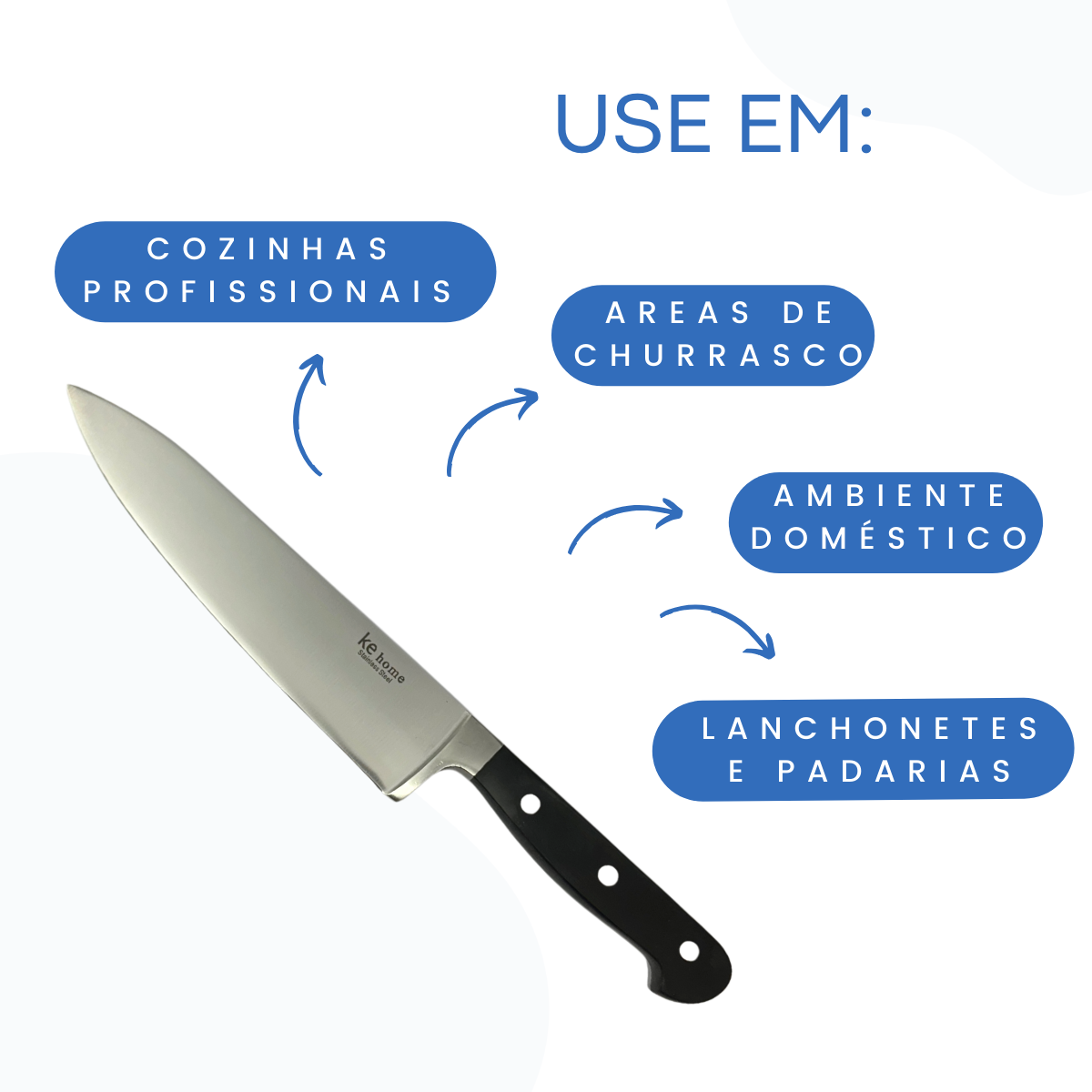 Faca Profissional Cheff 8° Aço inox - A Gourmet