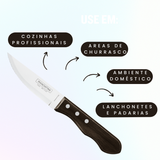 Faca Churrasco Jumbo Tramontina Inox Cabo Madeira Polywood Castanho
