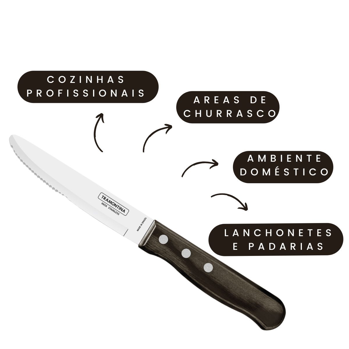 Faca Churrasco Jumbo Tramontina S/Ponta Polywood