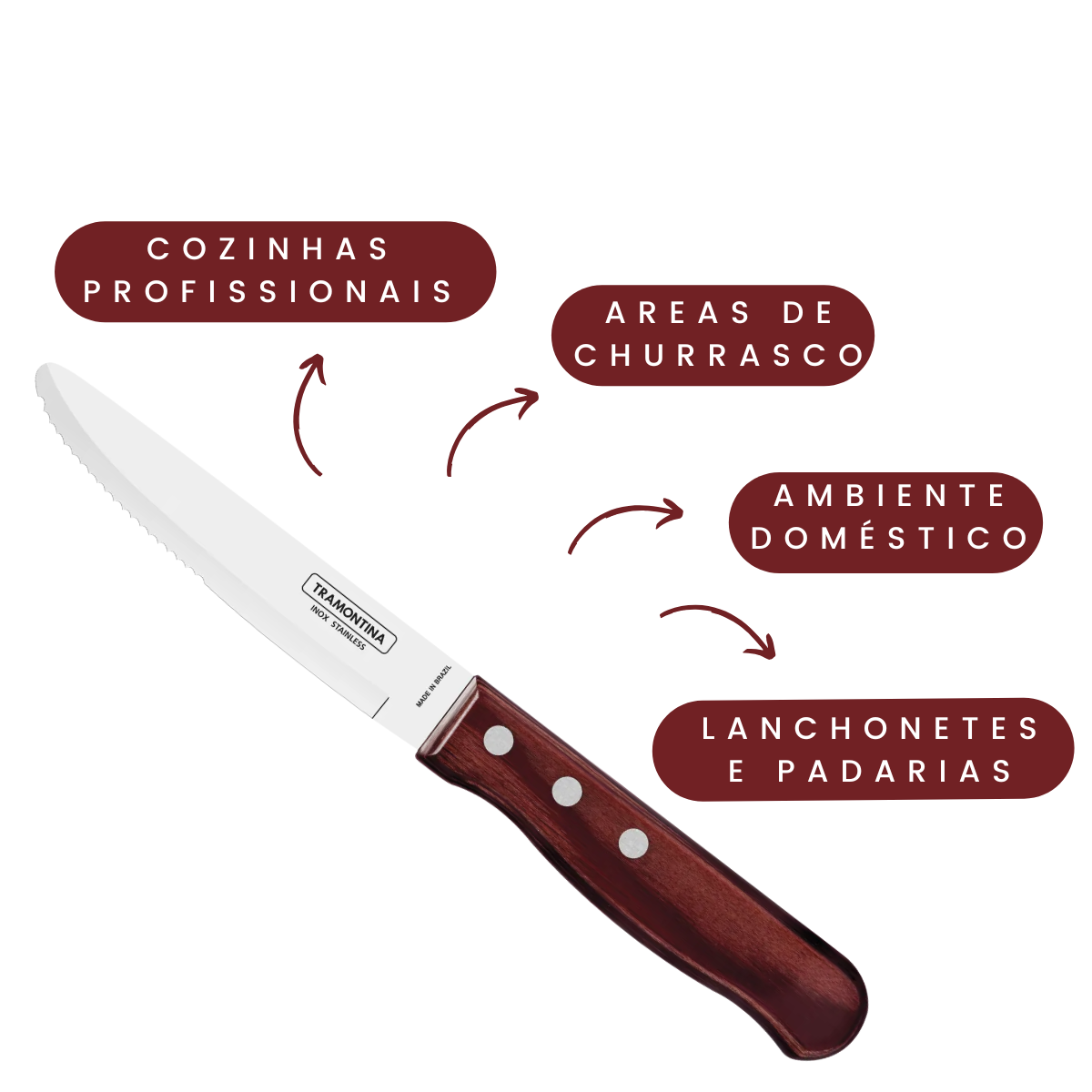 Faca Churrasco Jumbo Tramontina Polywood S/Ponta