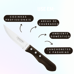 Faca Churrasco Jumbo Tramontina Inox Cabo Madeira Polywood Castanho