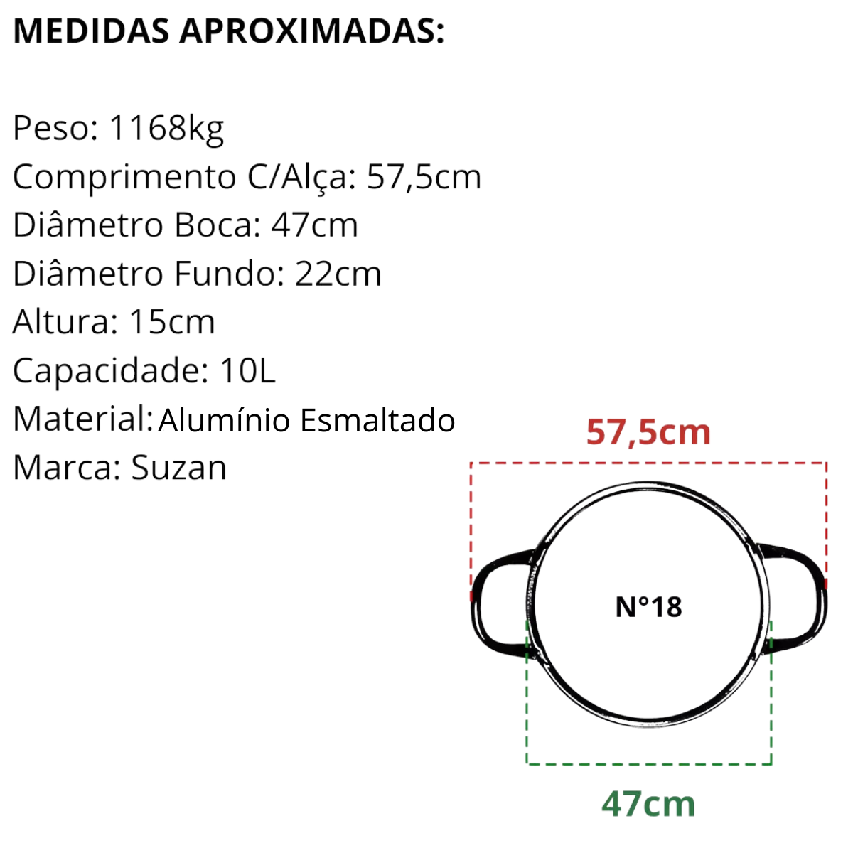 Tacho N18 Alumínio Esmaltado 10L - A Gourmet