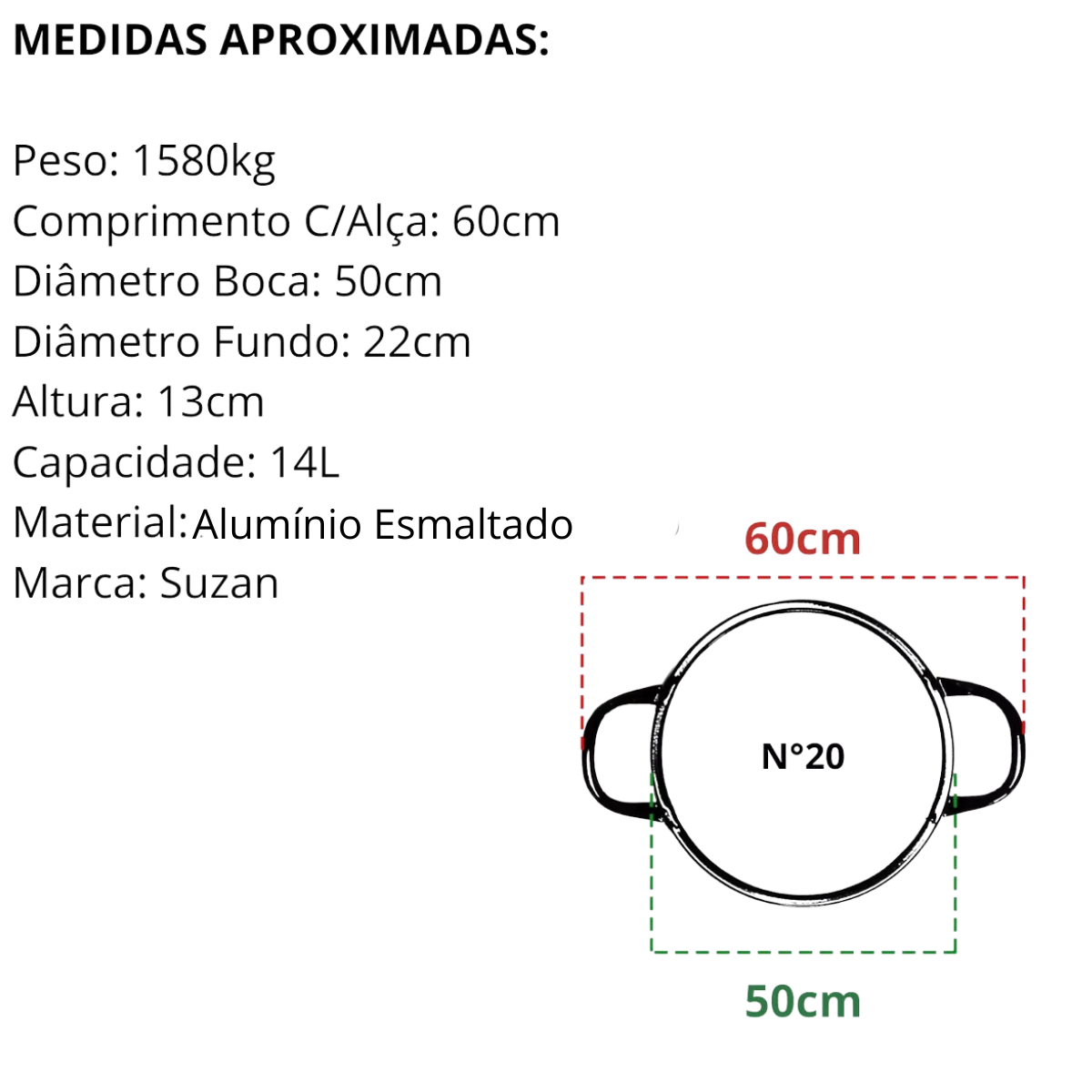 Tacho N20 Aluminio Esmaltado 14L - A Gourmet