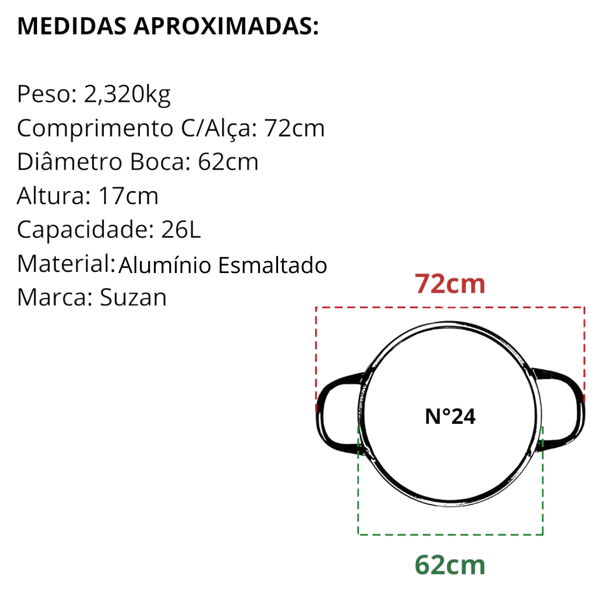 Tacho N24 Aluminio Esmaltado 26L - A Gourmet