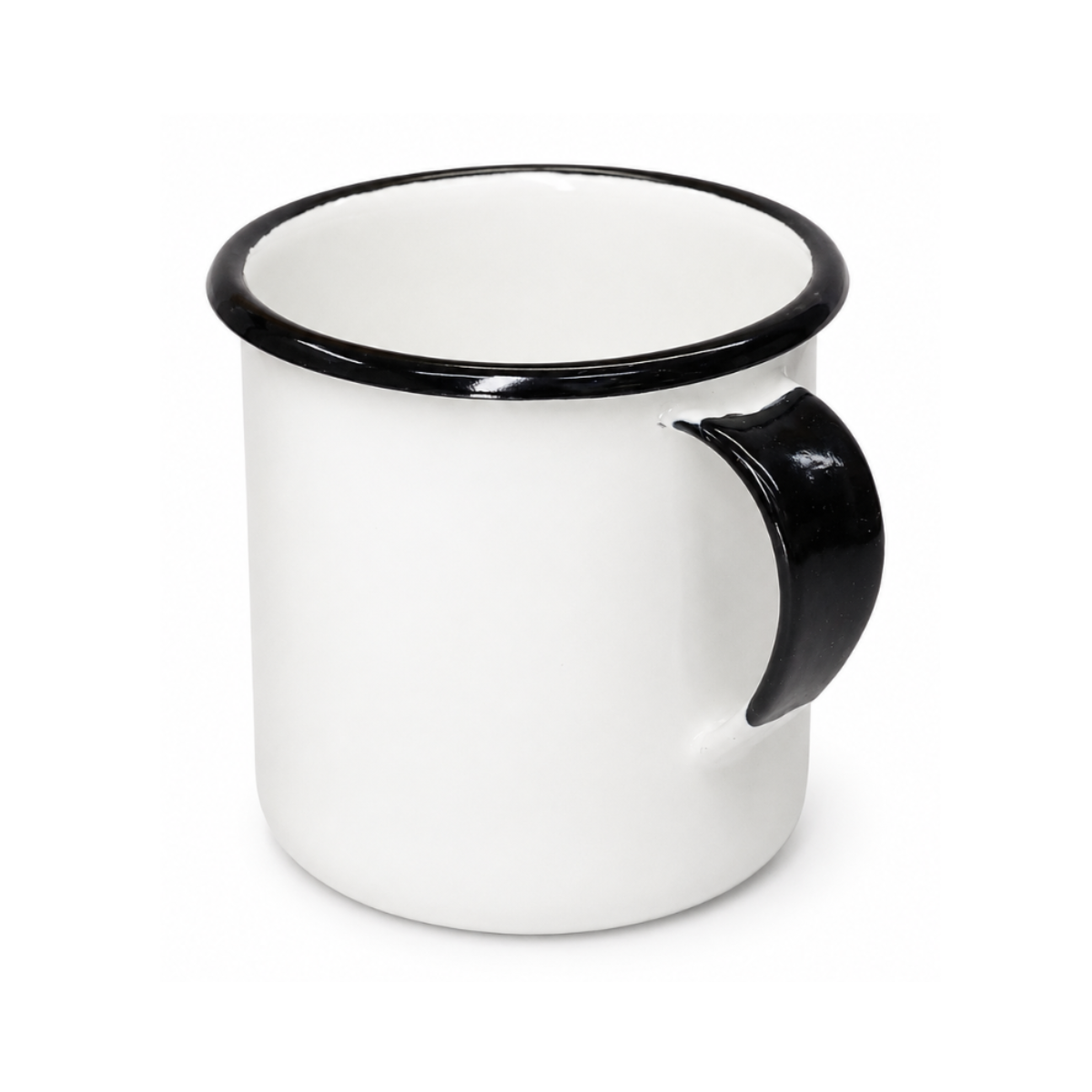 Caneca Xícara 70ml Esmaltado Borda Preta Agata