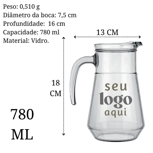 Kit 50 Jarra de vidro 780ml Com Sua Marca Main Image