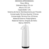 Garrafa Térmica Branca Air Pot PP Slim 1,8L Invicta
