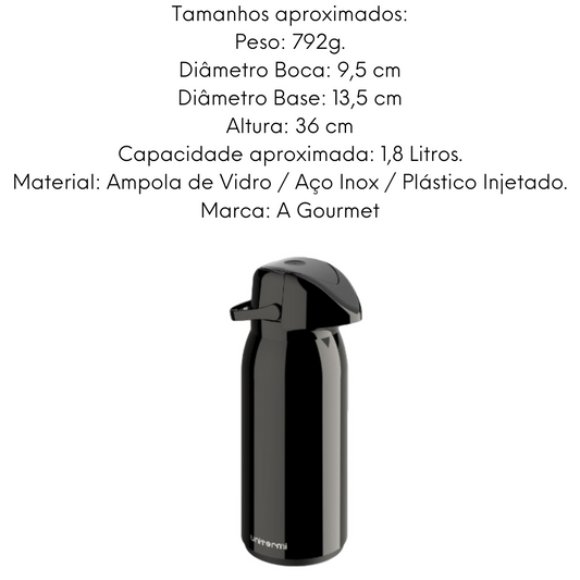 Garrafa Térmica Verona Preta 1,8L