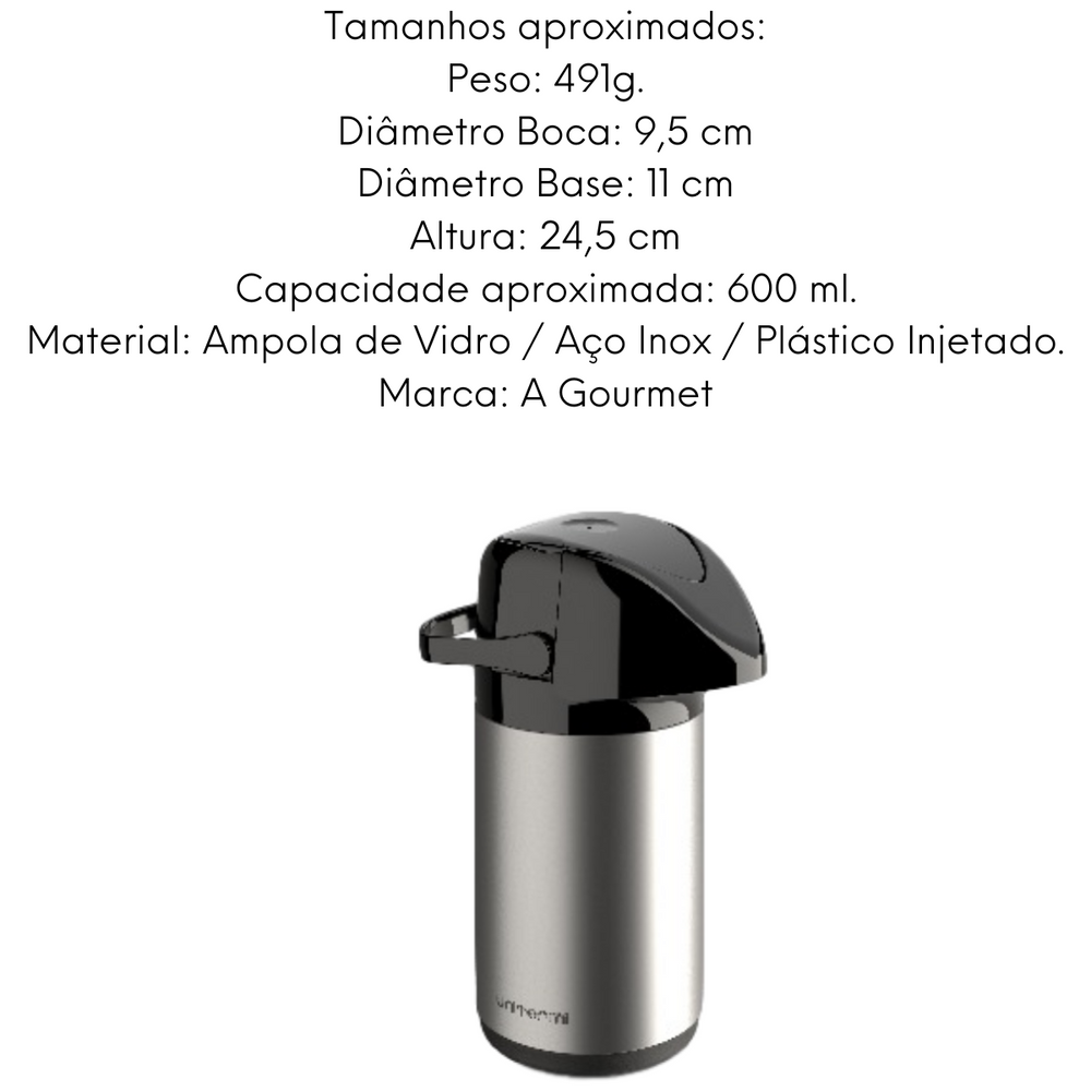 Garrafa em Aço Inox Térmica Verona 600ML Unitermi