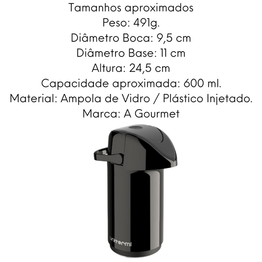 Garrafa Térmica Verona Preta de 600ML