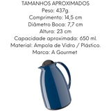 Garrafa Termica Florença Ampola de Vidro Azul 650ML Unitermi