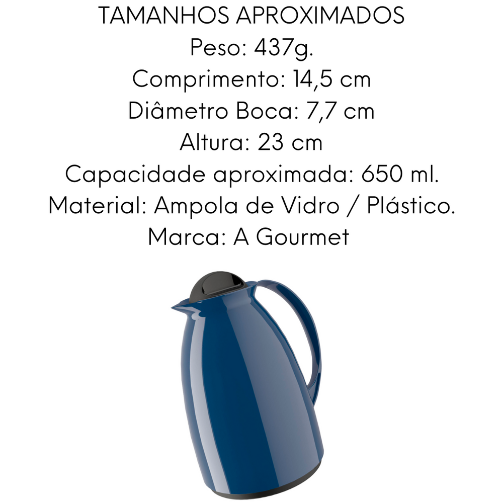 Garrafa Termica Florença Ampola de Vidro Azul 650ML Unitermi