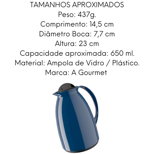 Garrafa Termica Florença Ampola de Vidro Azul 650ML