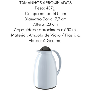 Garrafa Térmica Florença Ampola de Vidro Branca 650ML Unitermi