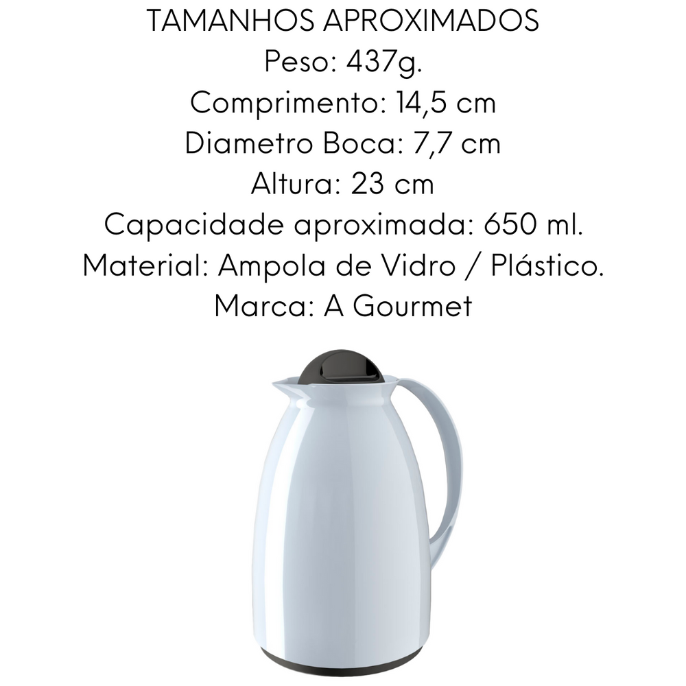Garrafa Térmica Florença Ampola de Vidro Branca 650ML Unitermi