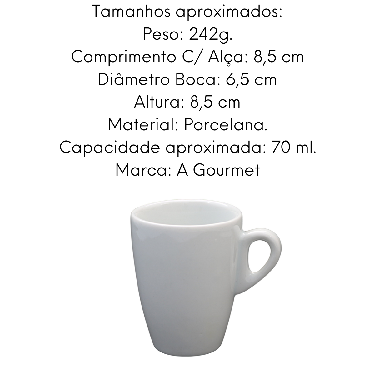 Xicara Genova Capuccino S/ Pires de Porcelana 150ml BelaVista