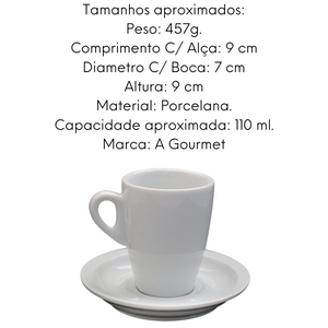 Xicara Genova de Porcelana C/ Pires 110ml BelaVista