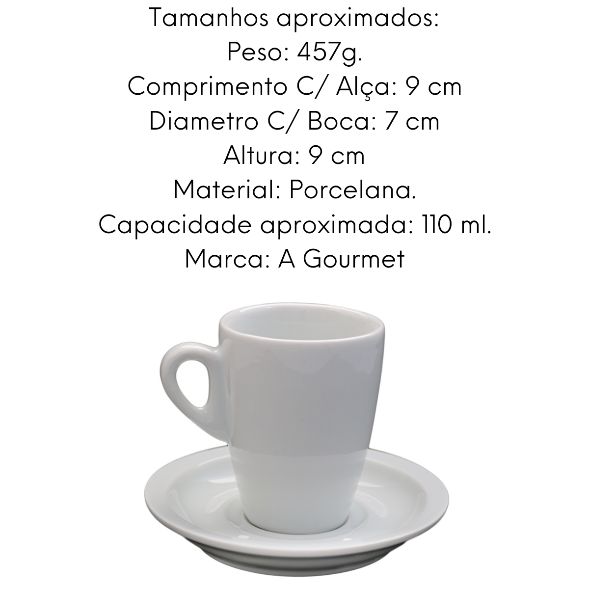 Xicara Genova de Porcelana C/ Pires 110ml BelaVista