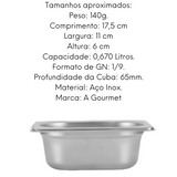 Cuba GN 1/9 65mm em Aço Inox 201 Gourmet Mix