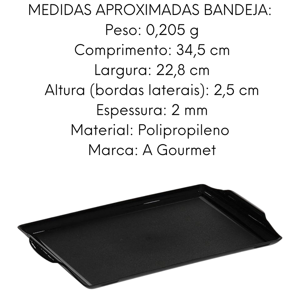 Bandeja Square Preta em Polipropileno VemPlast