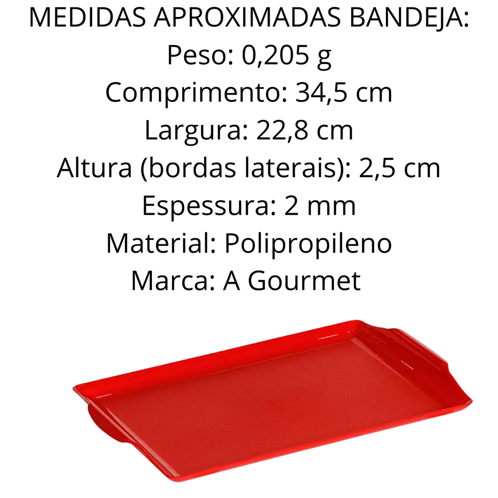 Bandeja Square Vermelho Polipropileno VemPlast