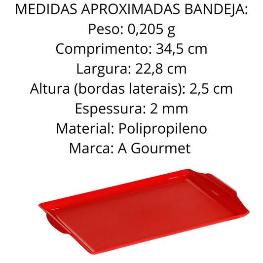 Bandeja Square Vermelho Polipropileno