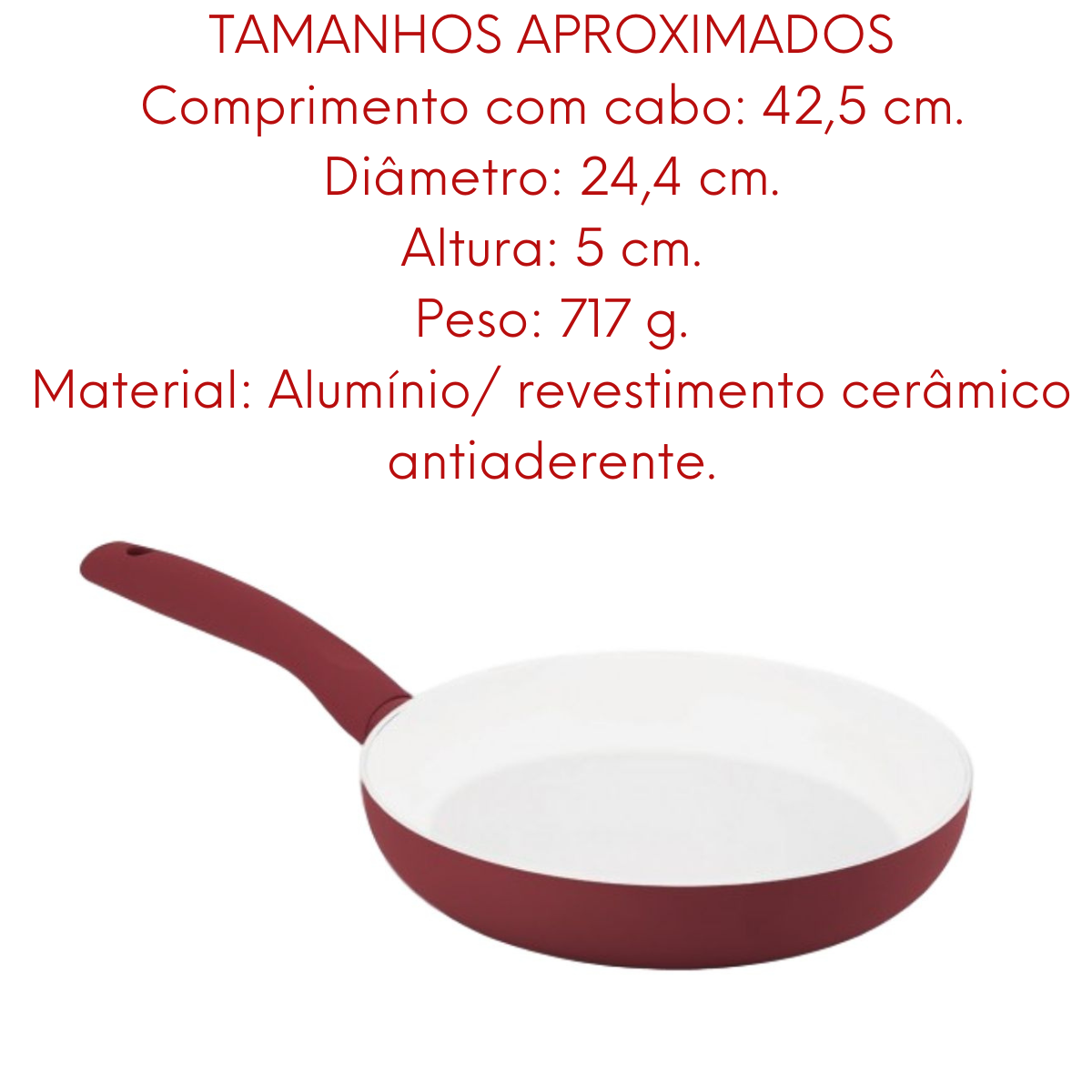 Frigideira vermelha antiaderente 24,4 cm Hercules