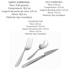 Conjunto talher sobremesa e café hercules
