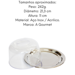 Porta Queijo em Aço Inox C/ Tampa de Acrilico A Gourmet